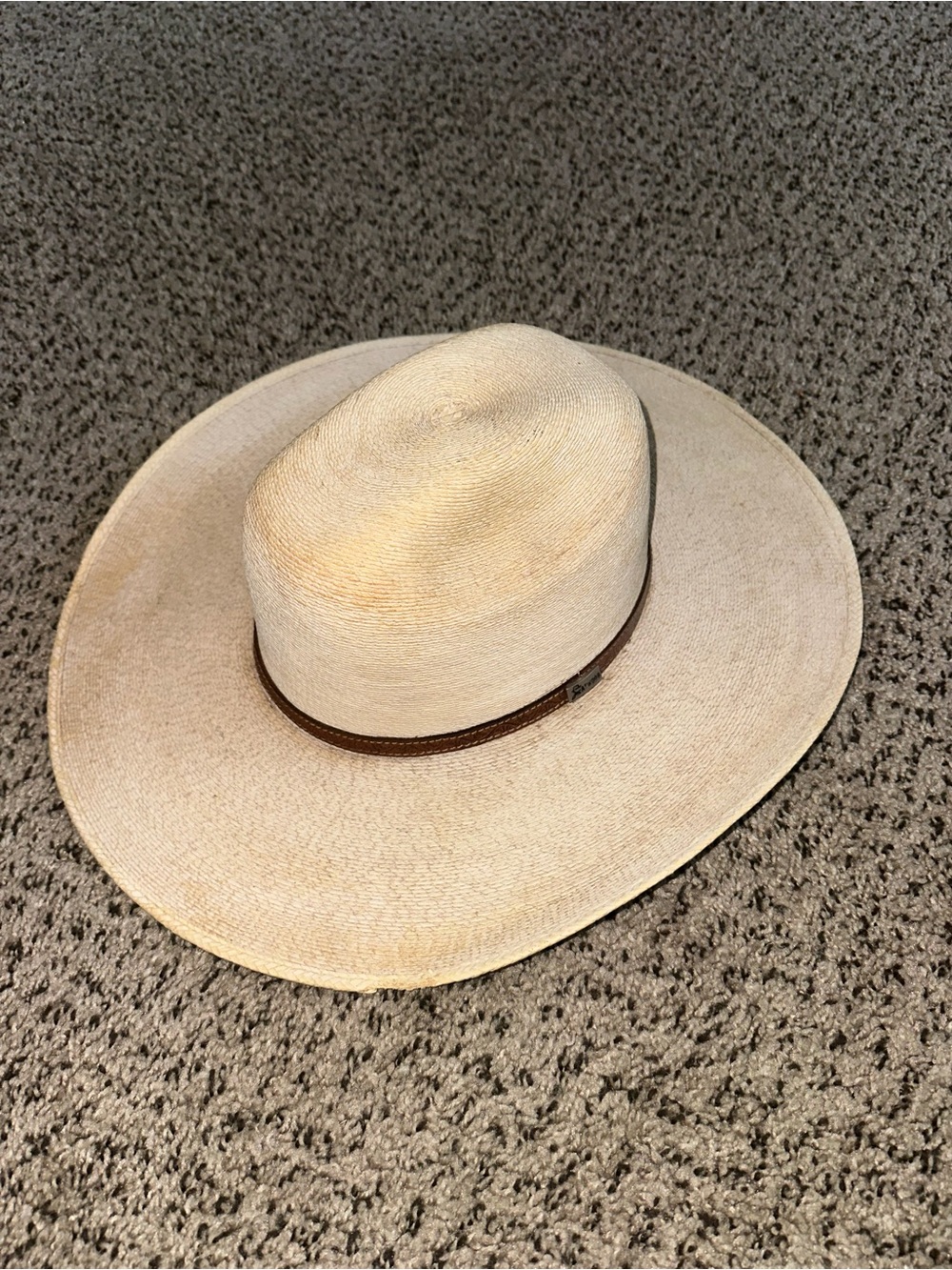 Atwood Wide Brim Straw Western Hat with Brown Band Size 7 1/2